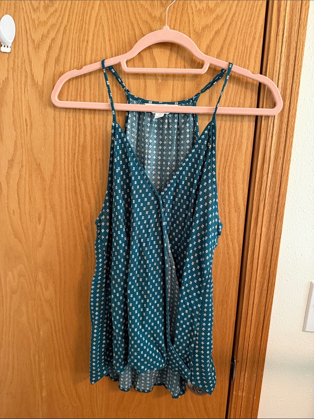 Market & Spruce Teal Patterned Spaghetti Strap Tank